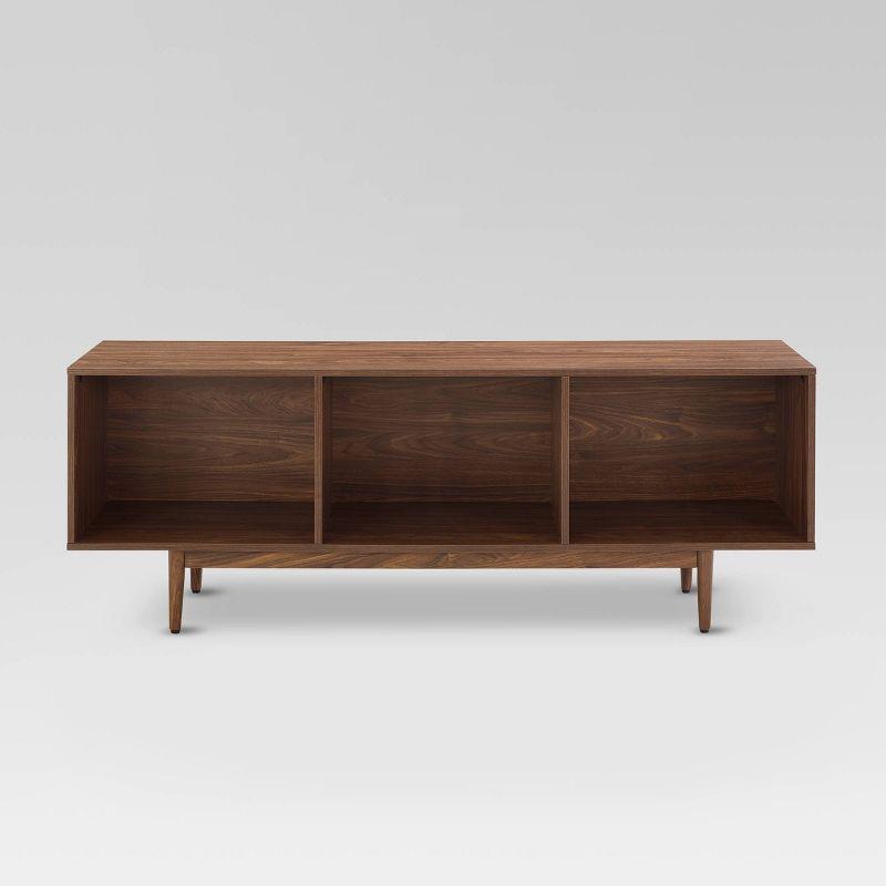 Liam Mid-Century Walnut Record Storage Console Cabinet 60"