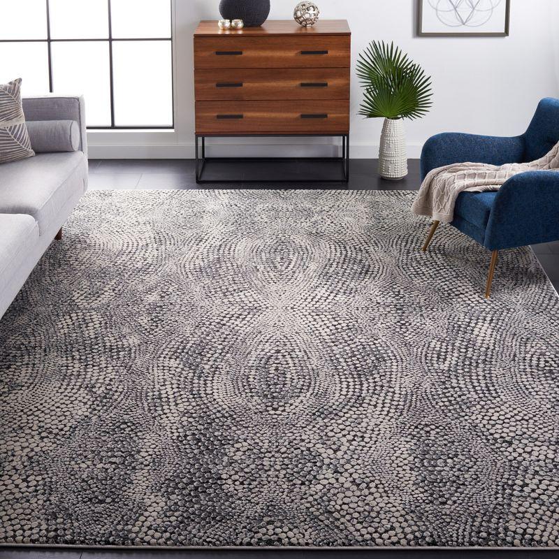 Gray Abstract High Pile Square Area Rug