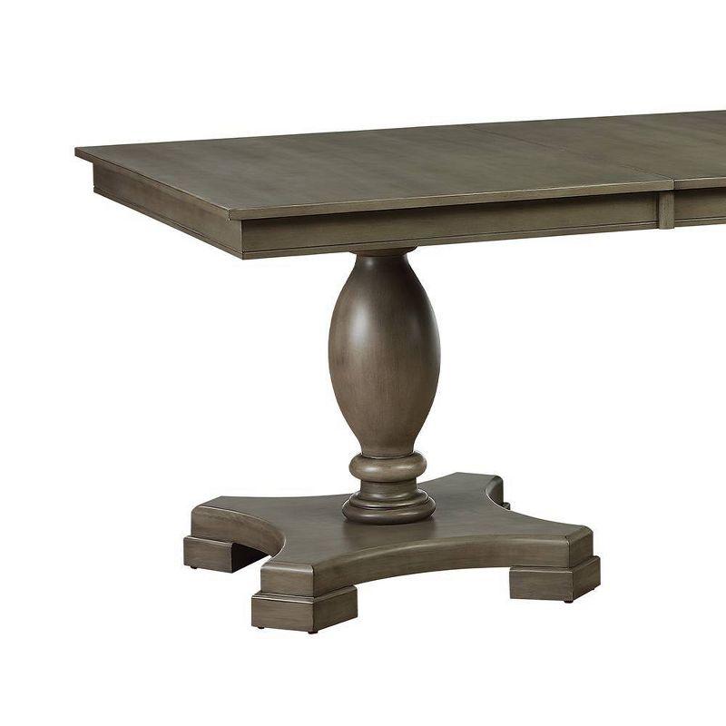 60"~96" Waylon Dining Table Gray Oak - Acme Furniture: Kitchen Table for 6, Double Pedestal