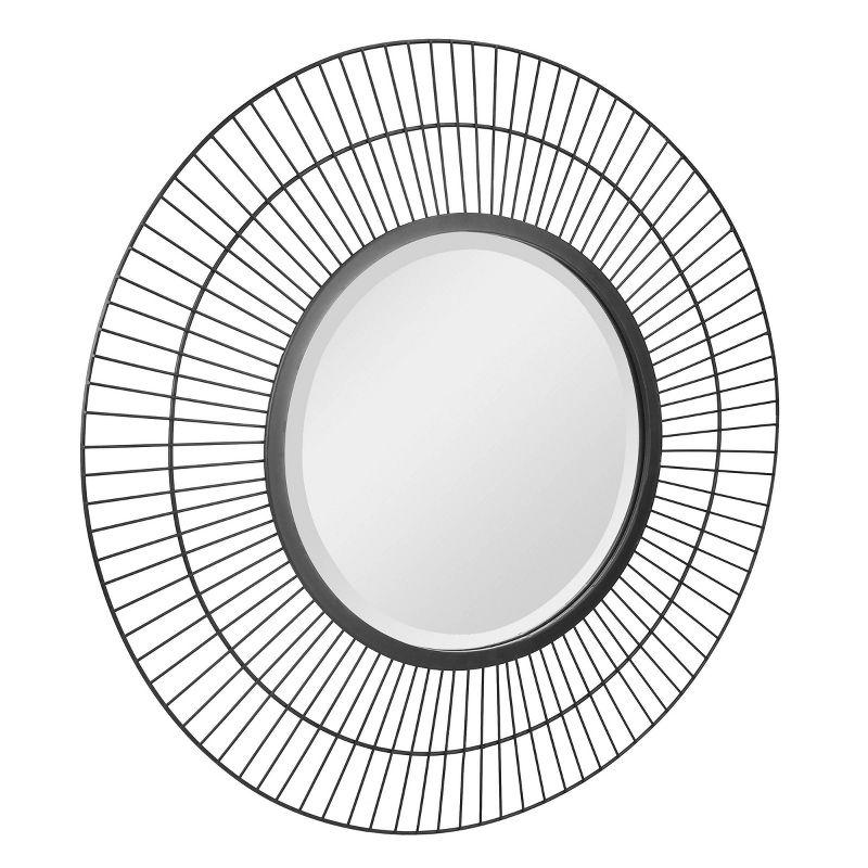 Modern Radial Black Metal Wire 24" Wall Mirror