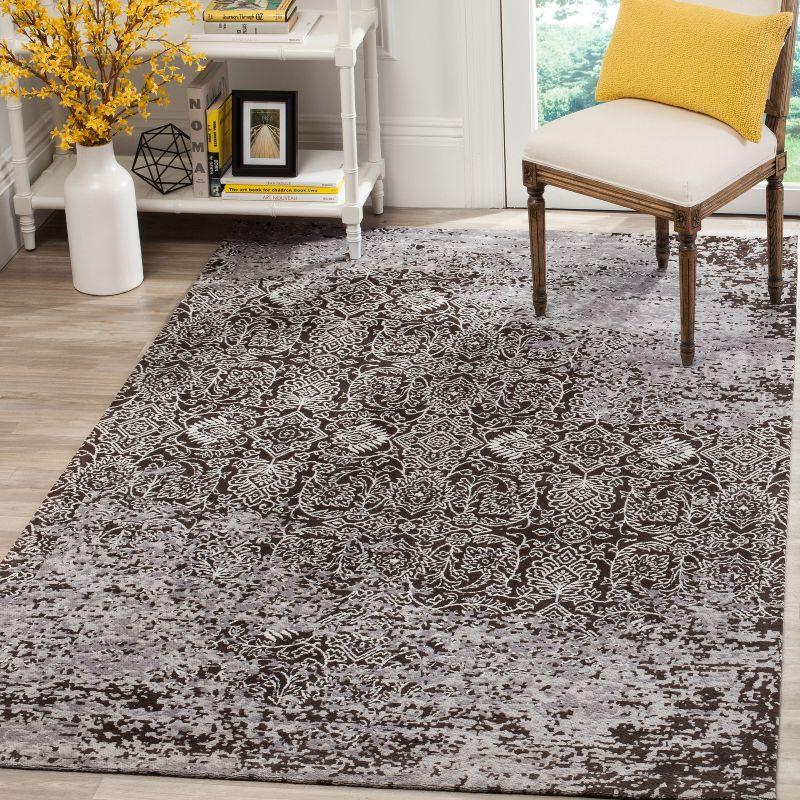 Silver and Brown Flat Woven Viscose Area Rug