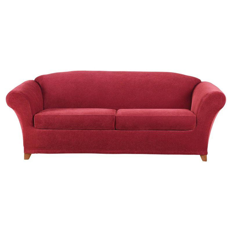 Garnet Stretch Pique Sofa Slipcover with Cushion Covers