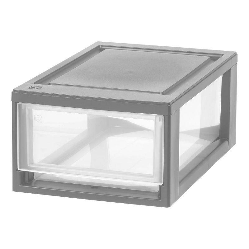 IRIS 6qt 5pk Compact Stacking Storage Plastic Drawer Organizer with Clear Doors: Stackable Utility Storage Drawers