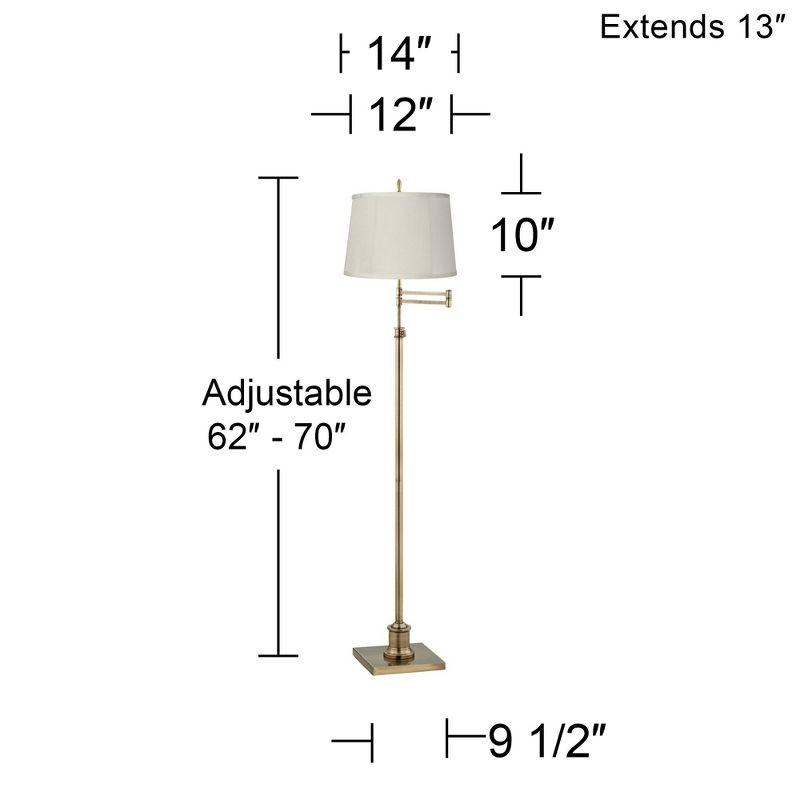 Westbury Adjustable Antique Brass Floor Lamp with Beige Drum Shade