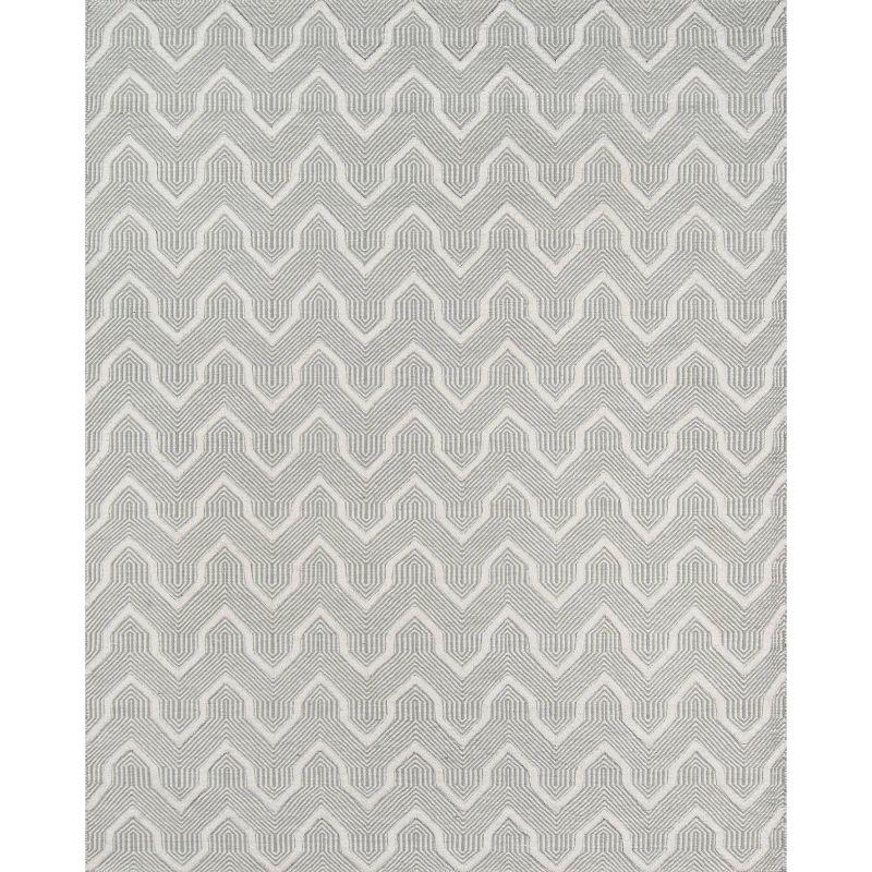 Handmade Geometric Gray Wool Area Rug 5' x 8'