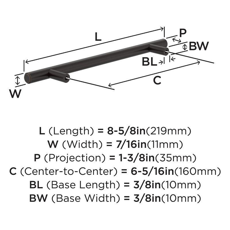 Bar Pulls 6-5/16 inch (160mm) Center-to-Center Black Bronze Cabinet Pull