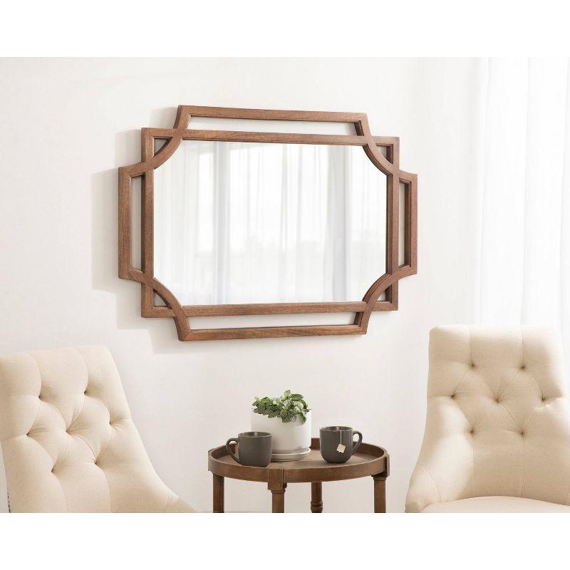 Minuette 40"x27" Natural Mango Wood Geometric Wall Mirror