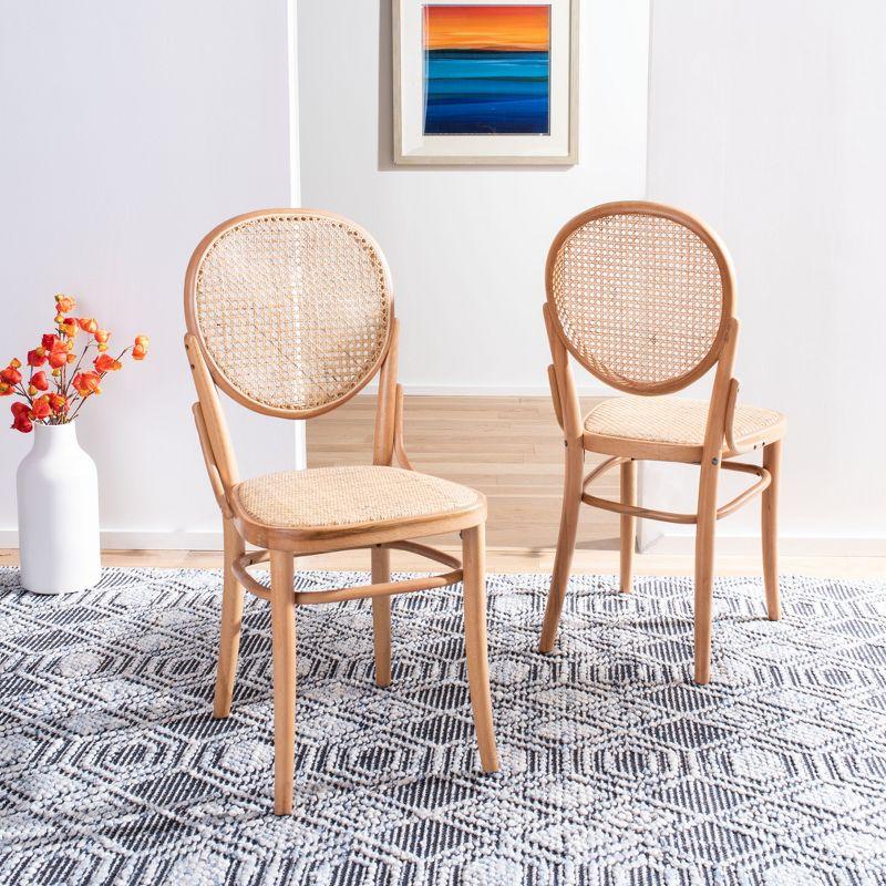 Elegant Transitional Natural Cane and Wood Side Chair