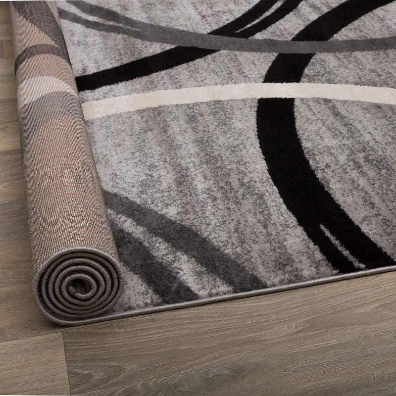 Modern Elegance 5' x 7' Gray Abstract Synthetic Area Rug