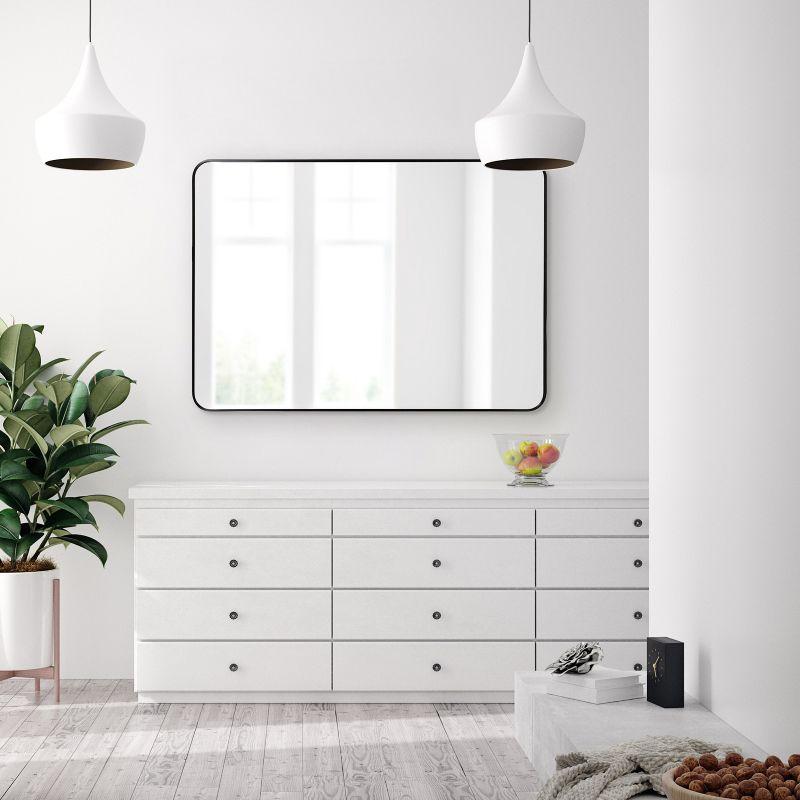 Kate and Laurel Zayda Radius Rectangle Framed Wall Mirror, 30x42, Black