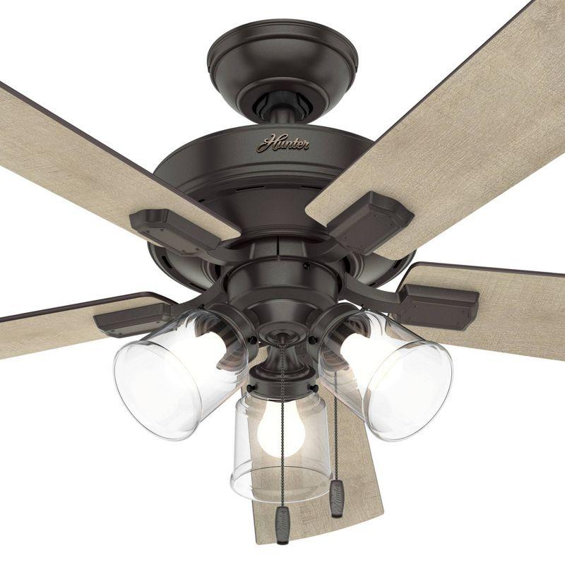 Hunter Fan 52" Crestfield 5 - Blade Modern Farmhouse Indoor Ceiling Fan with Light and Pull Chains