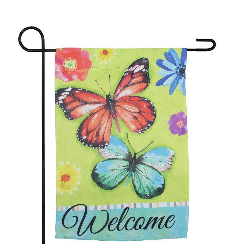 Northlight Welcome Butterflies Outdoor Floral Garden Flag 12.5" x 18"