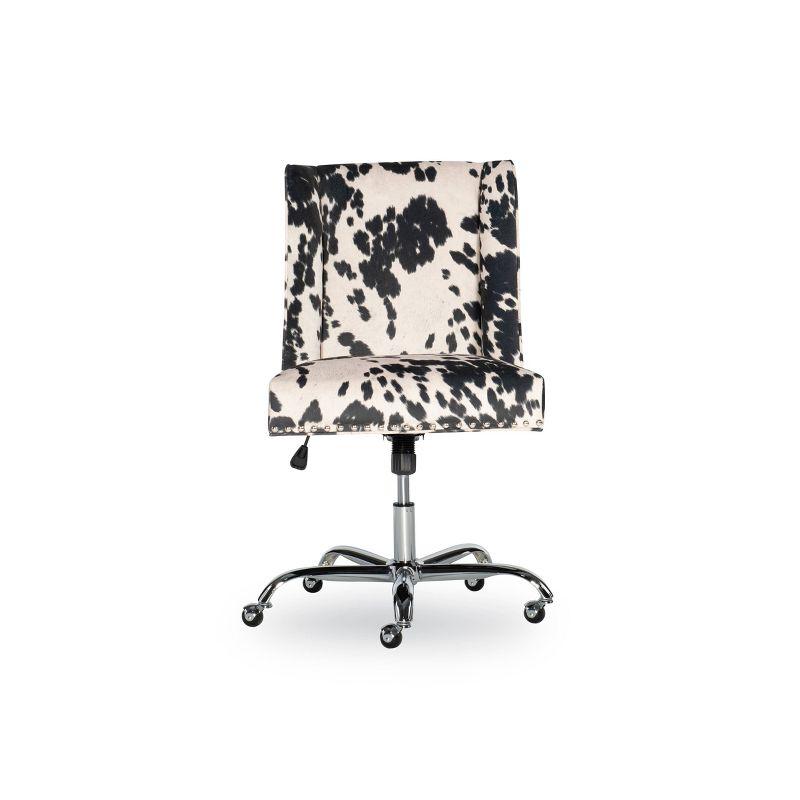 Draper Executive Swivel Office Chair in Black & White Cowhide Print