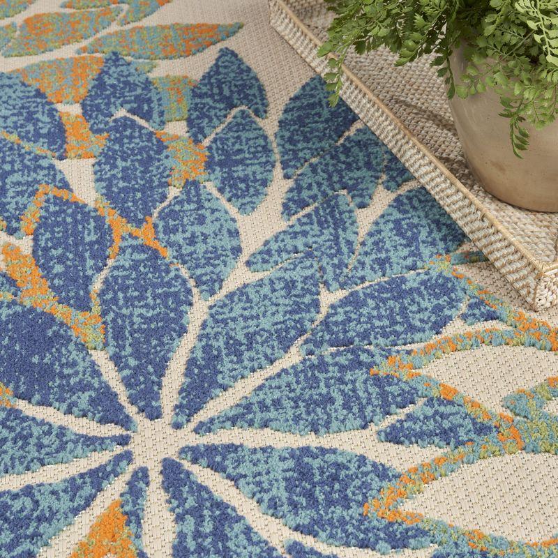 Nourison Aloha Floral 12' x 15' Blue Green Tropical Indoor/Outdoor Area Rug