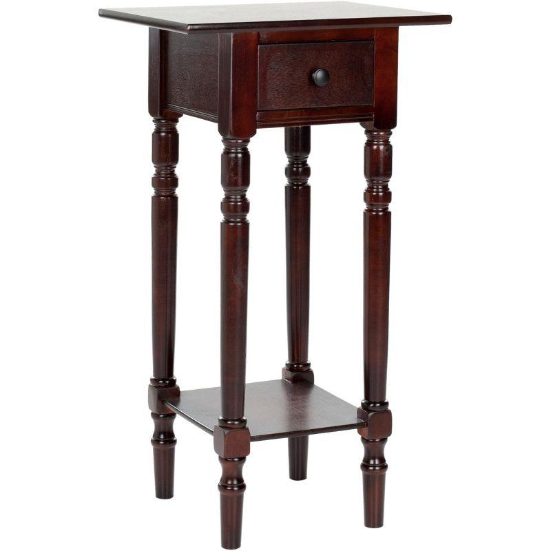 Transitional Dark Cherry Rectangular Side Table with Storage Drawer