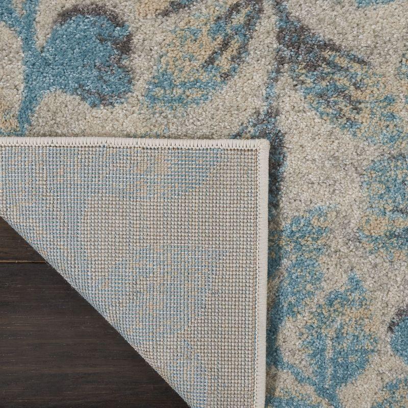 Nourison Tranquil 2' X 4' Ivory/Turquoise Area Rug Contemporary Botanical Vine and Bloom by Nourison