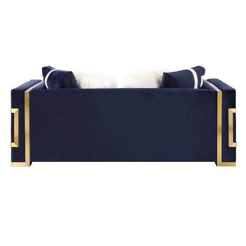 80" Virrux Loveseat Blue Velvet/Gold Finish - Acme Furniture