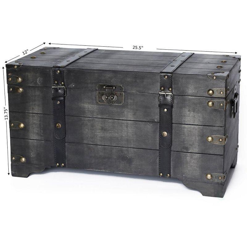 Vintiquewise Distressed Black Medium Wooden Storage Trunk