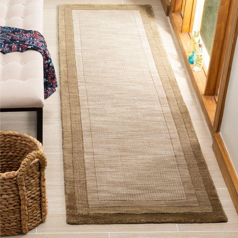 Hand-Tufted Beige & Brown Wool Runner Rug, 27"x7"