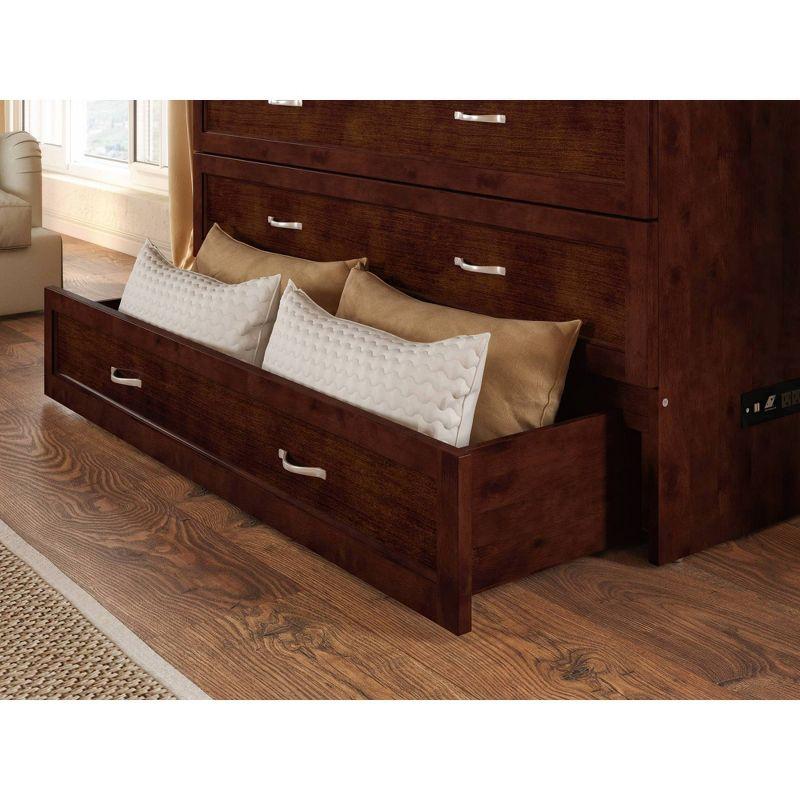 Full Deerfield Murphy Bed Chest with Charger Walnut - AFI: Bedroom Furniture, No Box Spring Needed