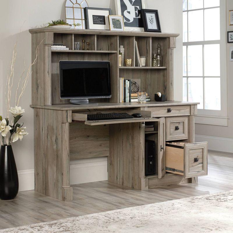 Palladia Computer Desk with Hutch Split Oak - Sauder: Home Office Furniture, Executive Style, Storage