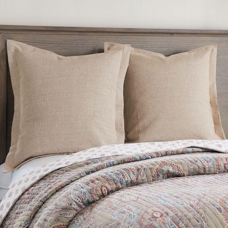 Presidio Sparkle Burlap Quilted Euro Sham Set in Taupe