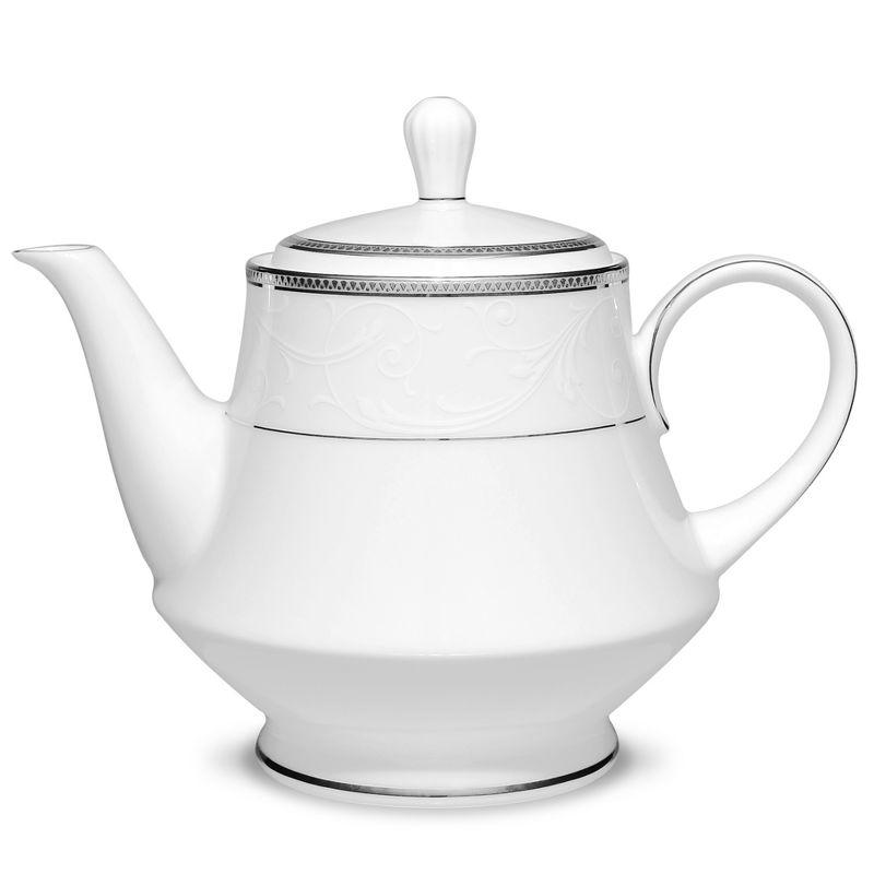 White Porcelain Teapot with Platinum Trim Embellishment