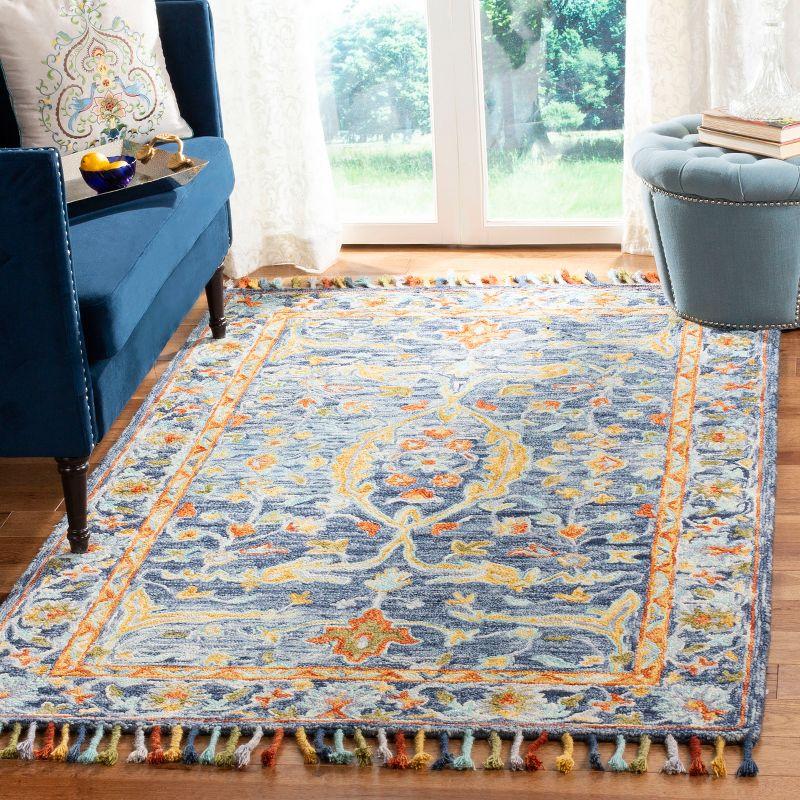 Aspen APN116 Hand Tufted Area Rug - Blue/Rust - 4' X 6' - Safavieh.