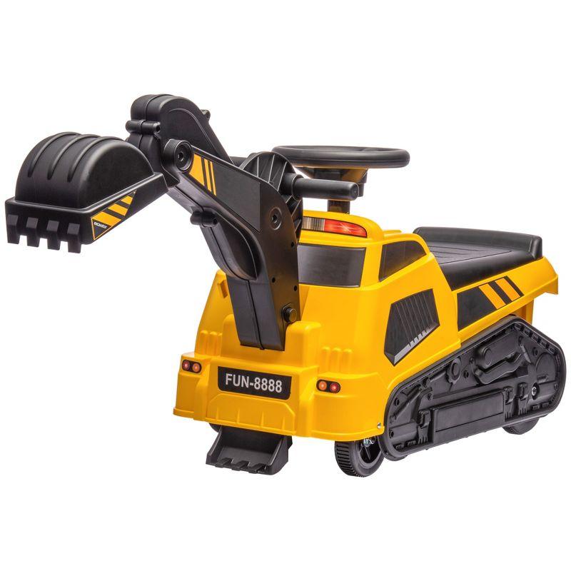 Aosom 3 in 1 Ride on Excavator Bulldozer Road Roller, No Power Ride on Construction Pretend Play with Music, for 18-48 Months, Yellow