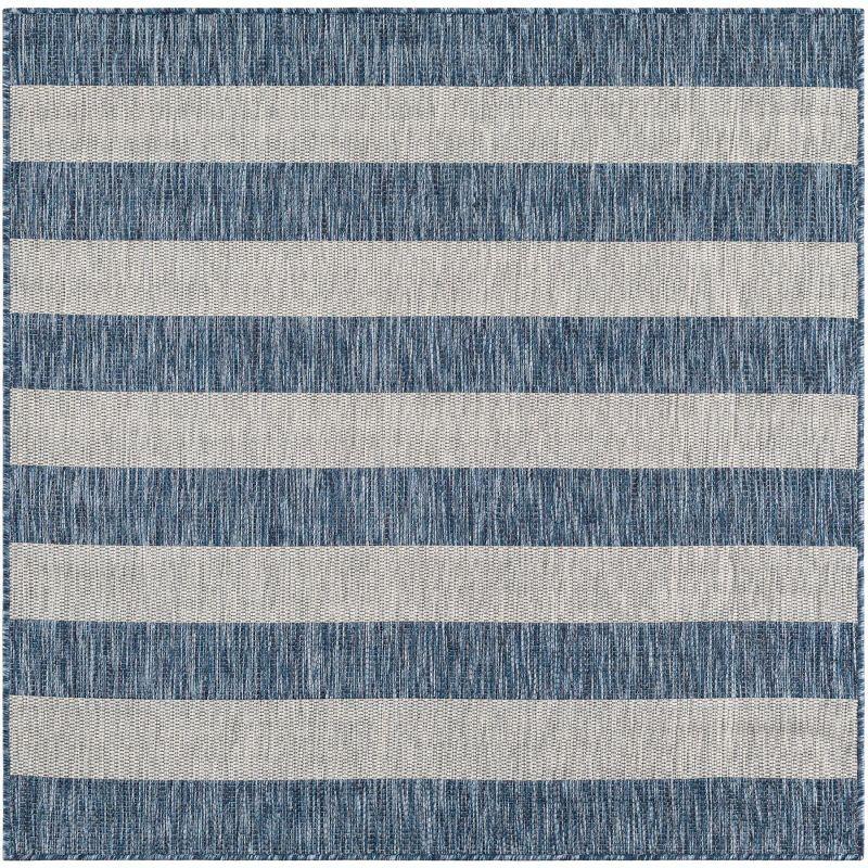 Unique Loom Outdoor Striped Distressed Stripe Striped Woven Area Rug