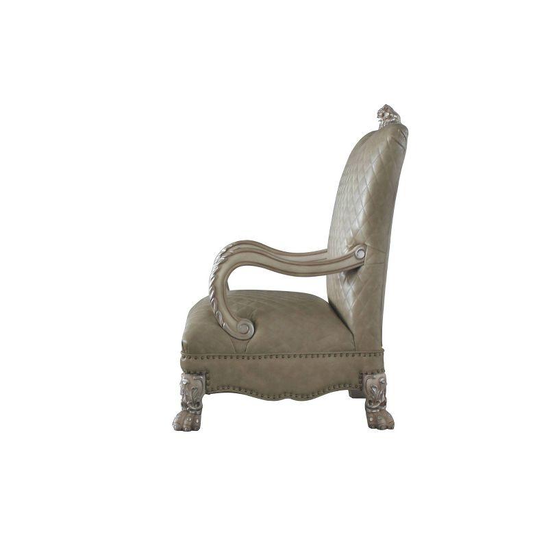 34" Dresden PU Accent Chair Vintage Bone White - Acme Furniture: Hand-Crafted, Tufted, Polyresin Frame