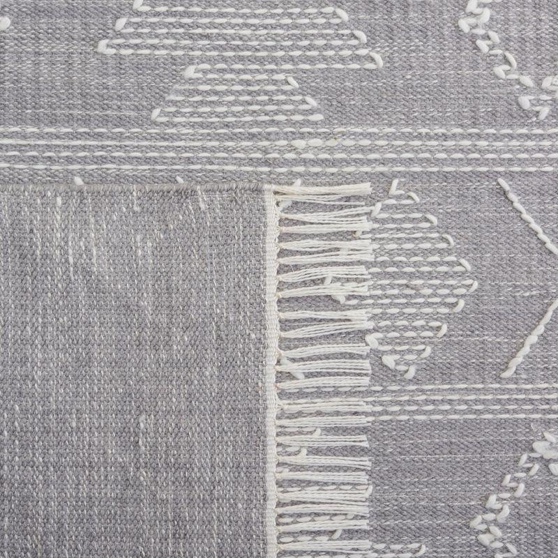 Ivory and Gray Handmade Wool Kilim Area Rug