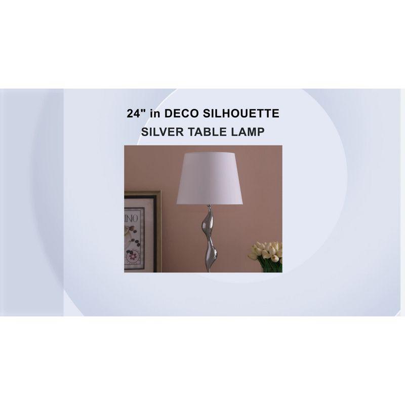 24" Modern Metal Table Lamp with Twisted Base Silver - Ore International: Chrome Finish, Cylinder Linen Shade
