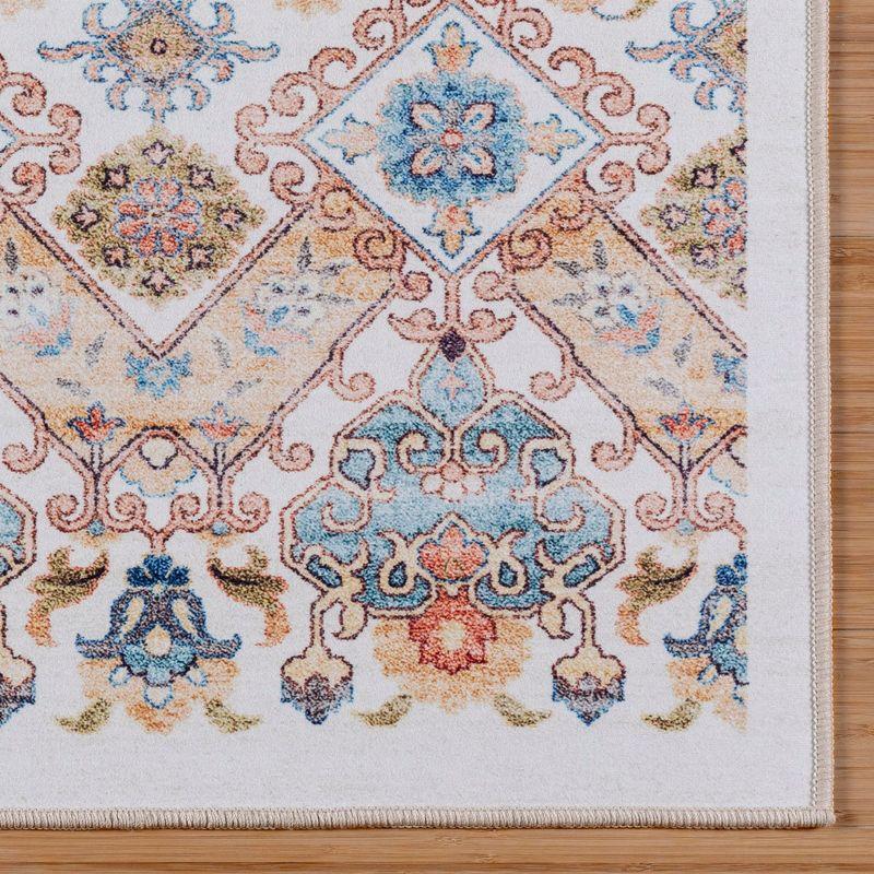 Gertmenian Crystal Print Tanis Ivory Tan Polyester Washable Moroccan Bohemian Area Rug