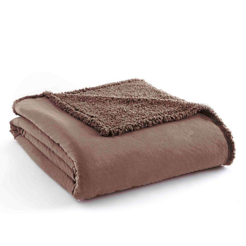 Hazelnut Micro Flannel to Sherpa Full/Queen Reversible Blanket