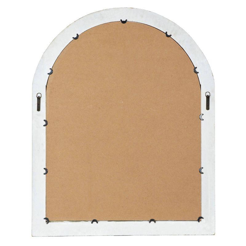 Wood Window Pane Inspired Wall Mirror with Arched Top Cream - Olivia & May