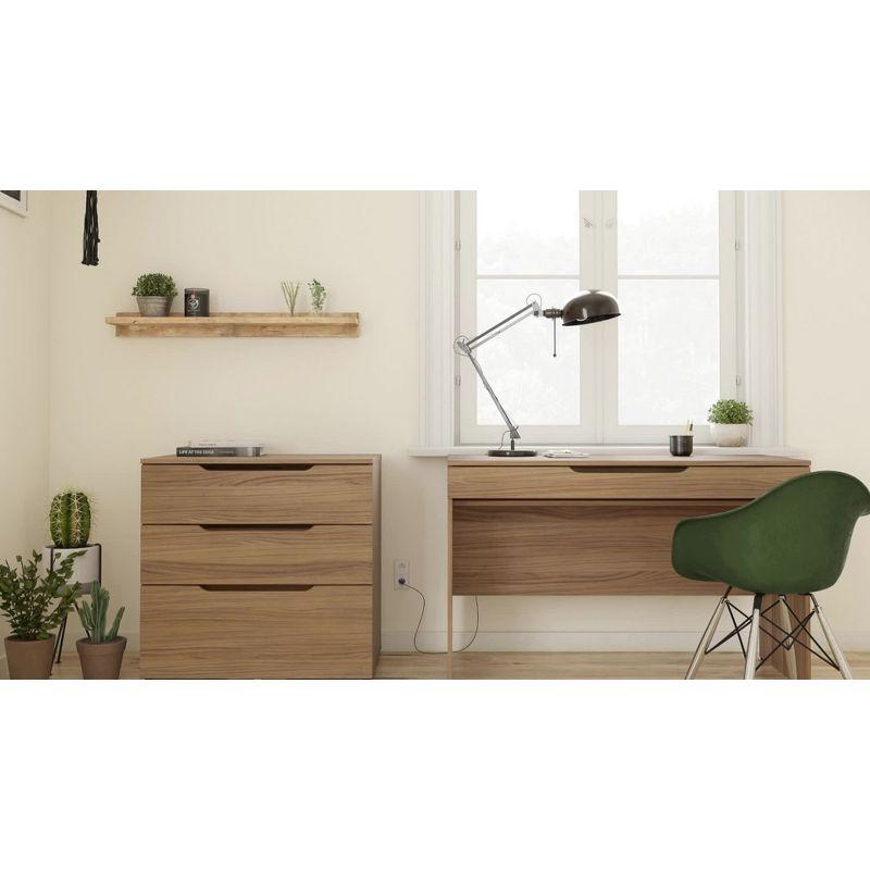 Essentials 3 Drawer Rolling Filing Cabinet Natural Maple - Nexera: MDF Office Storage, Laminated Surface, Vertical Design