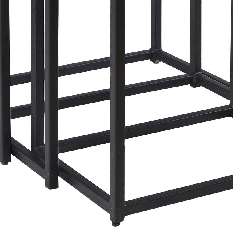 Coast to Coast Ponga 23"W Black Powder Iron and White Marble Nesting Tables Set of 3