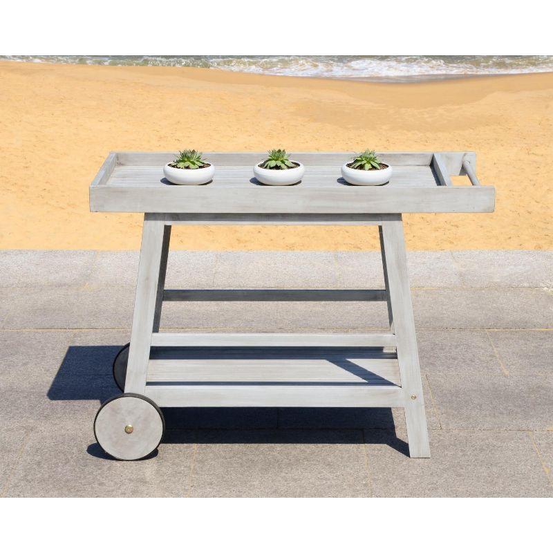 Renzo Indoor/Outdoor Serving Cart PAT7032 - Grey Wash - Safavieh