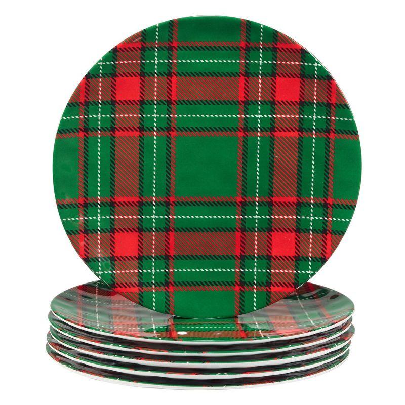 Christmas Plaid 12-Piece Melamine Dinnerware Set, Service for 4