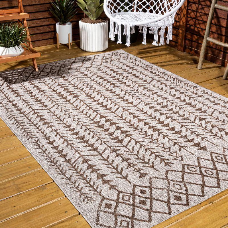 Moroccan-Inspired Geometric Soft Low Pile Area Rug - Beige/Brown