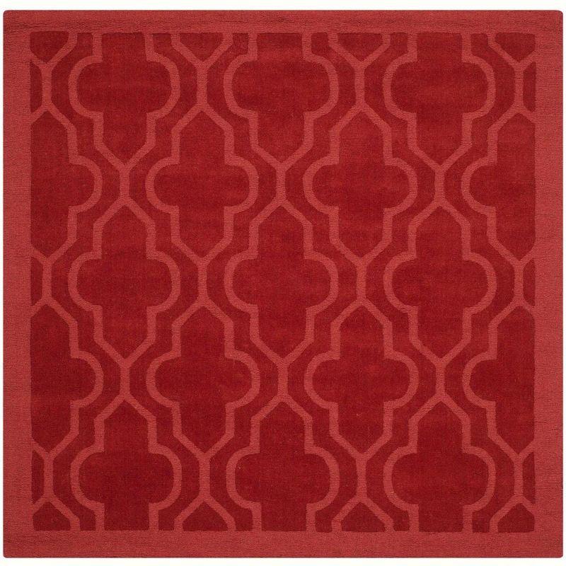 Handmade Red Wool Square Tufted Rug, 6' x 6'