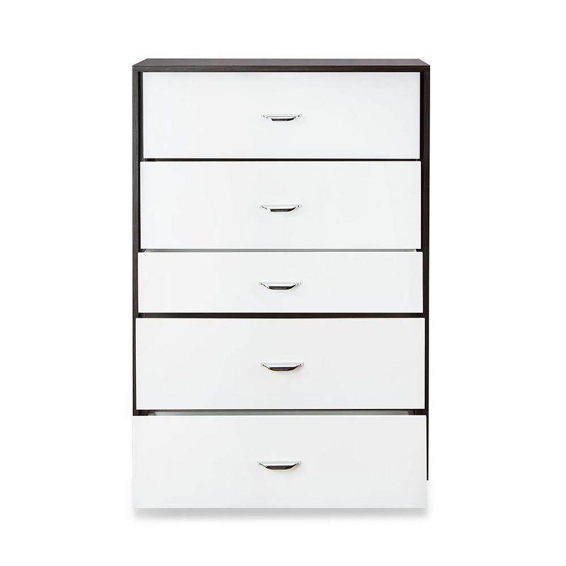 Acme Furniture 32" Eloy Decorative Storage Drawer White and Espresso: Wood Composite, 5-Drawer Organizer, Anti-Tip Hardware