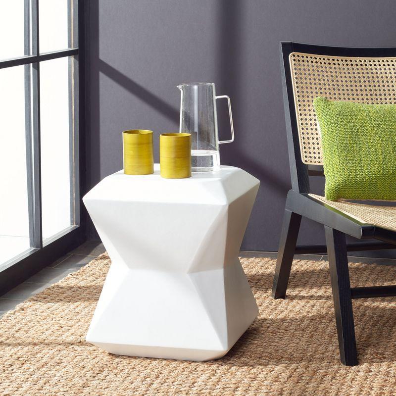 Conan Concrete Accent Stool - Indoor/Outdoor - VNN1030 - White - Safavieh