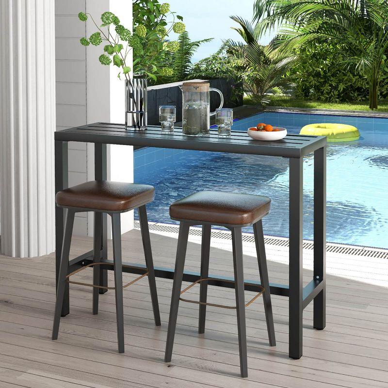 Costway Outdoor Metal Bar Table 48'' Patio Rectangular Counter Height Dining Table Black