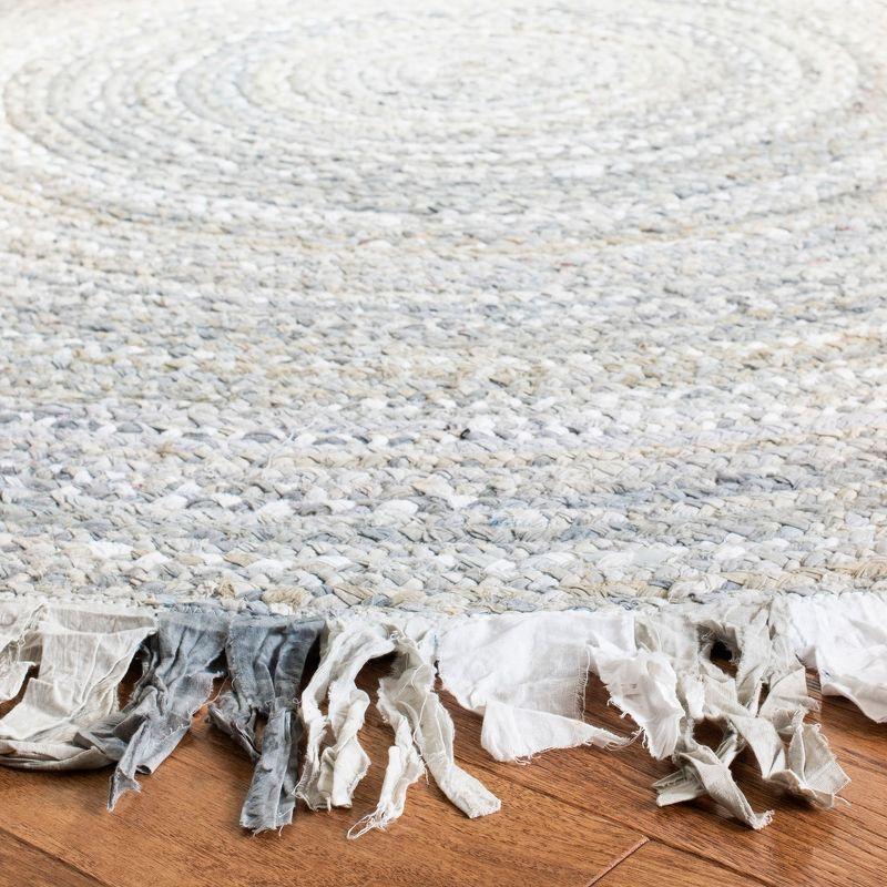 Handwoven Gray Cotton 4' Round Braided Reversible Rug