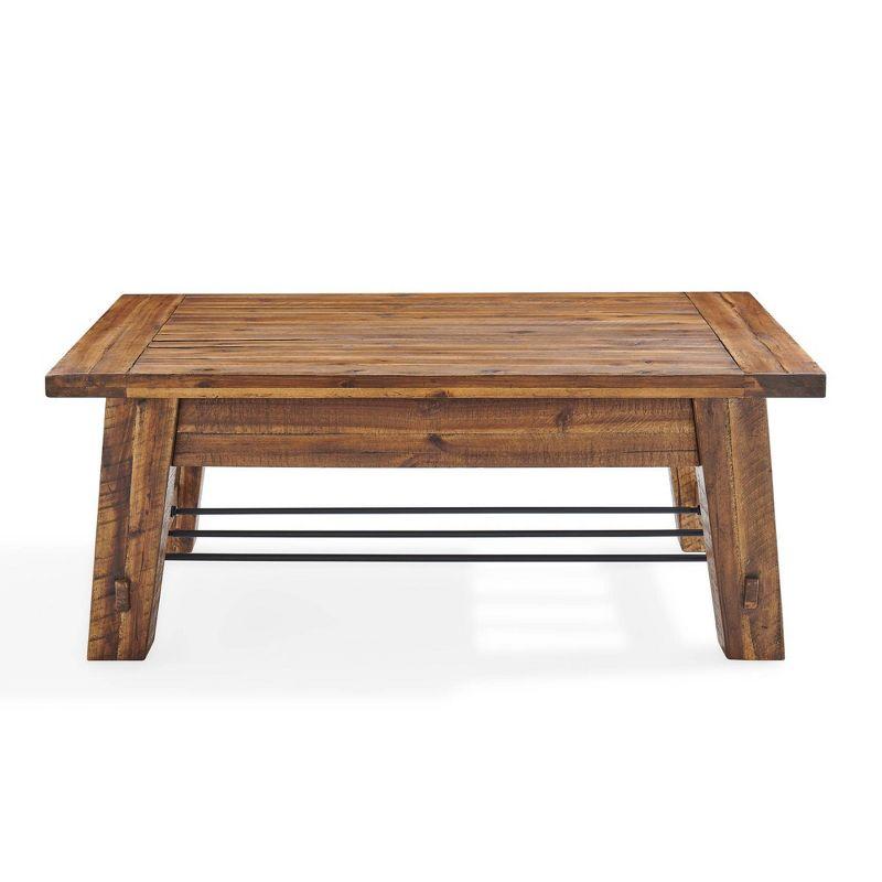 Alaterre Furniture Durango Industrial Wood Coffee Table Dark Brown: Rustic Acacia & Steel, Fixed Shelf