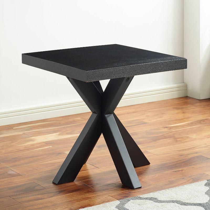 Steve Silver Co. Harris End Table Black: Square Accent Table, Rubberwood Frame, MDF Veneer Top