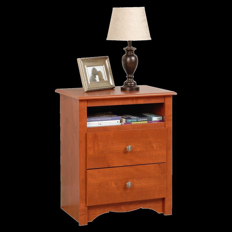 Open Shelf Nightstand Cherry - Monterey: Prepac Bedroom Side Table with Storage Shelf & Metal Glides