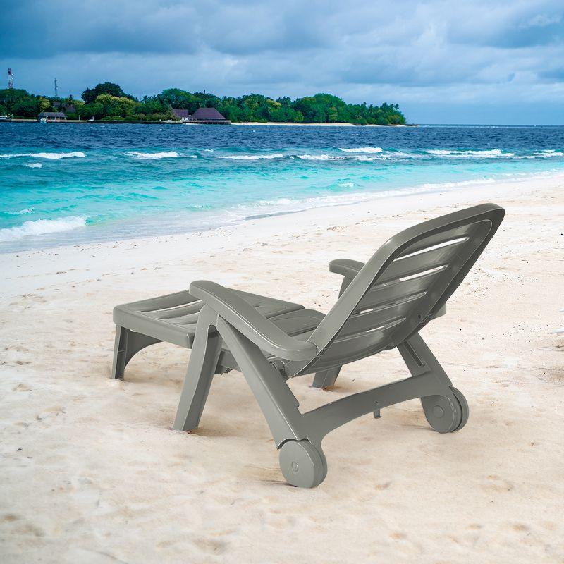 Tangkula Outdoor Chaise Lounge Chair 5-Position Folding Recliner for Beach Poolside Backyard